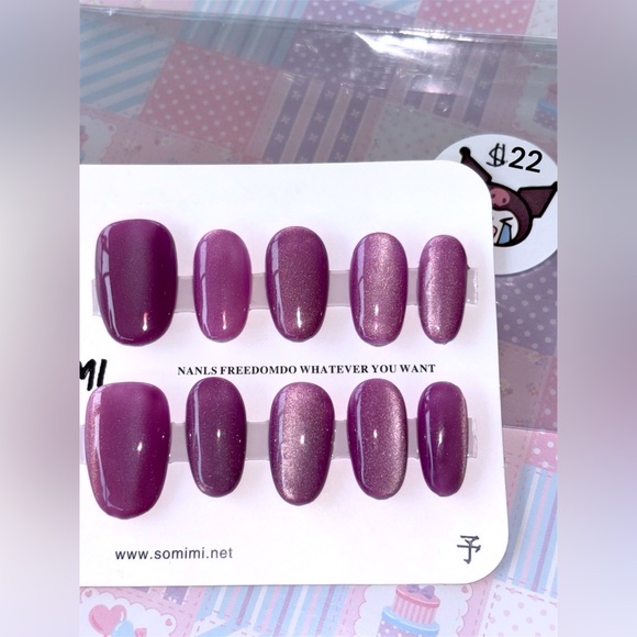 Temperature changing Press-ons Raspberry to Periwinkle 😍😍✨ - Picture 2 of 3